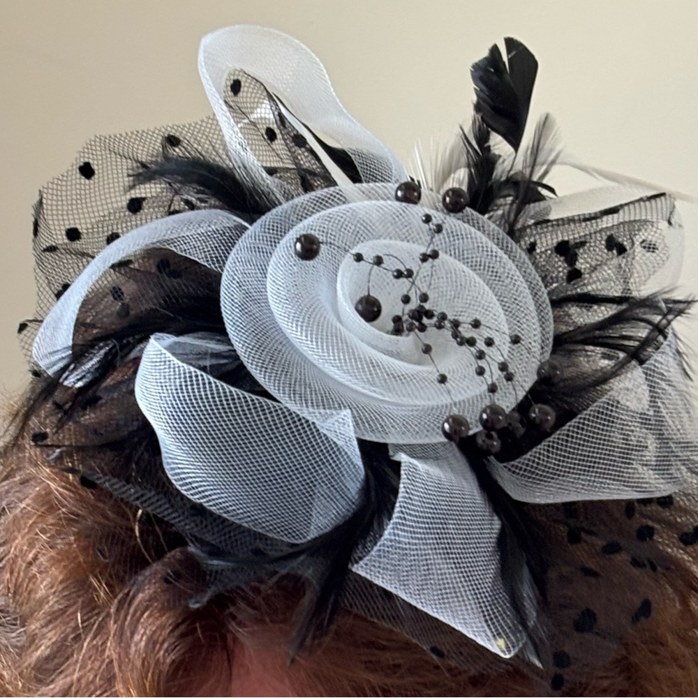 Elegant Black and White Fascinator